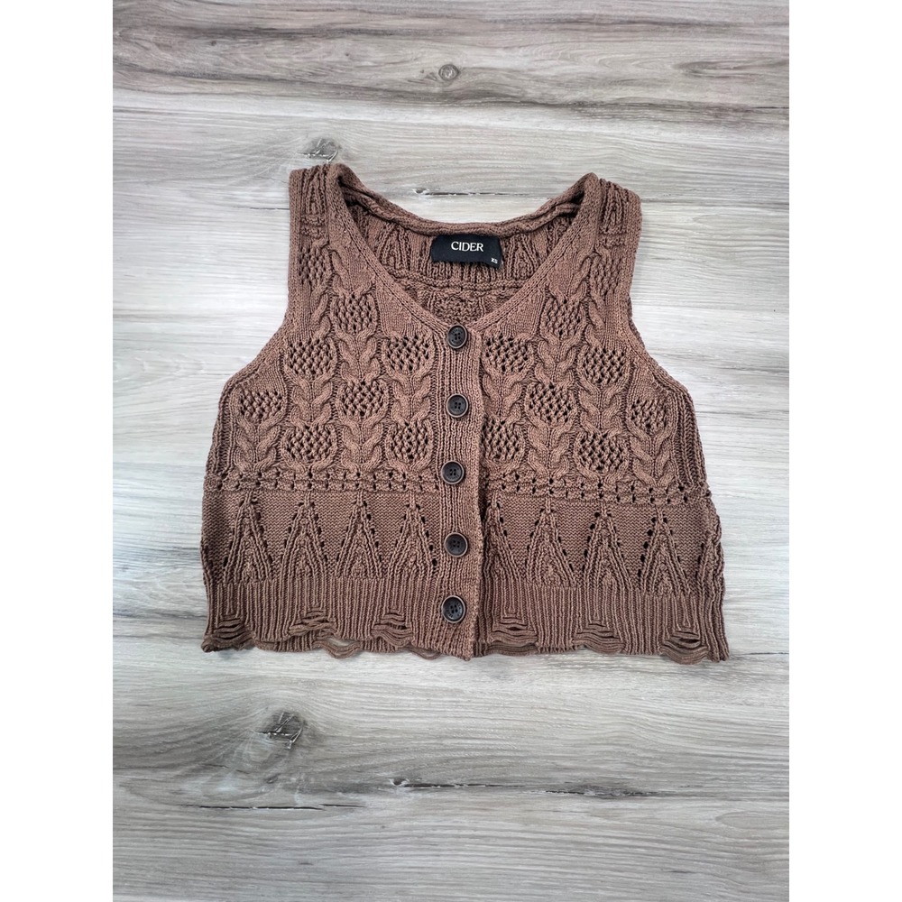 Cider Knit Vest Top XS Brown Cottagecore preppy Boho whimsigoth Y2K FallFashion